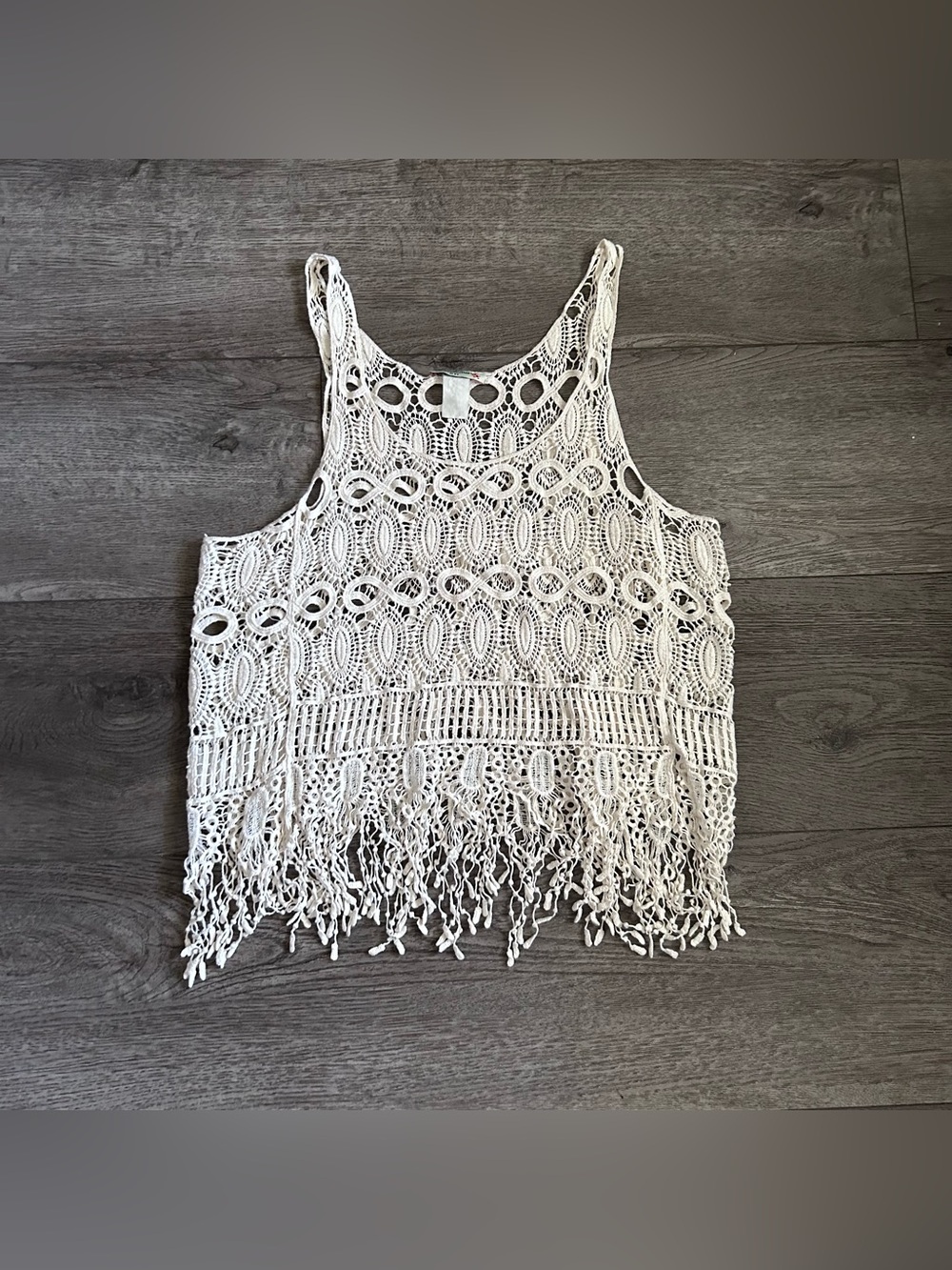 Vivid Collection of NY Bohemian Festival Crochet Fringe Tank Top Size Medium